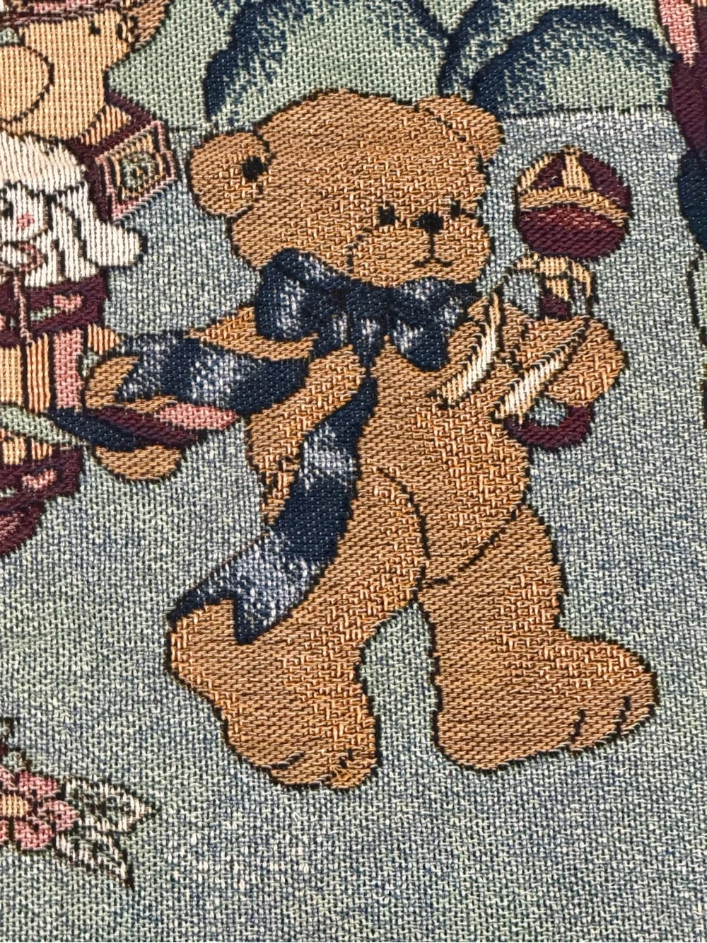 Vintage Teddy Bear Nursery Tapestry Throw Blanket ABC Ducks Baby Room Decor